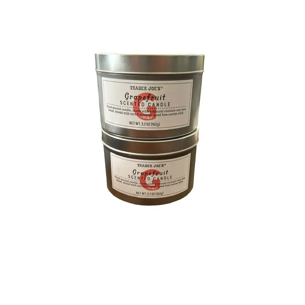 2 Trader Joe’s Grapefruit Scented Candle in Tin Can 5.7oz each